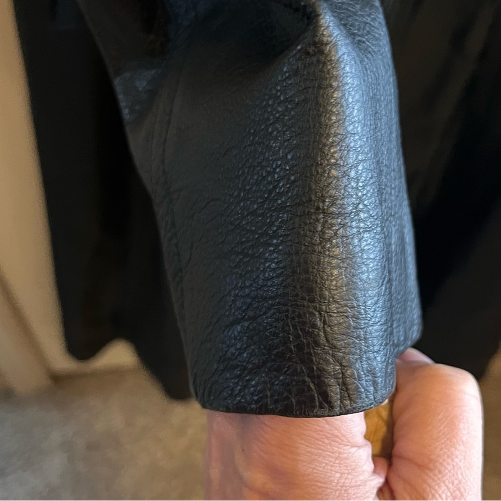 Vintage WINLIT New York Full-Length Black Genuine Leather Trench Coat – Size M - Picture 10 of 14